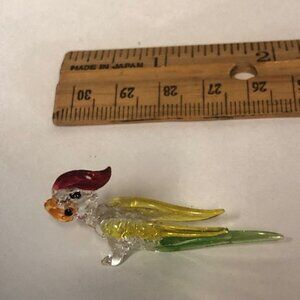 Miniature blown glass parrot